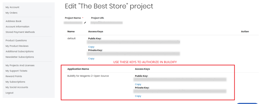 Buildify Authorization Keys