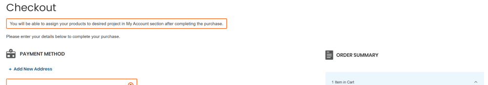 Checkout page message 