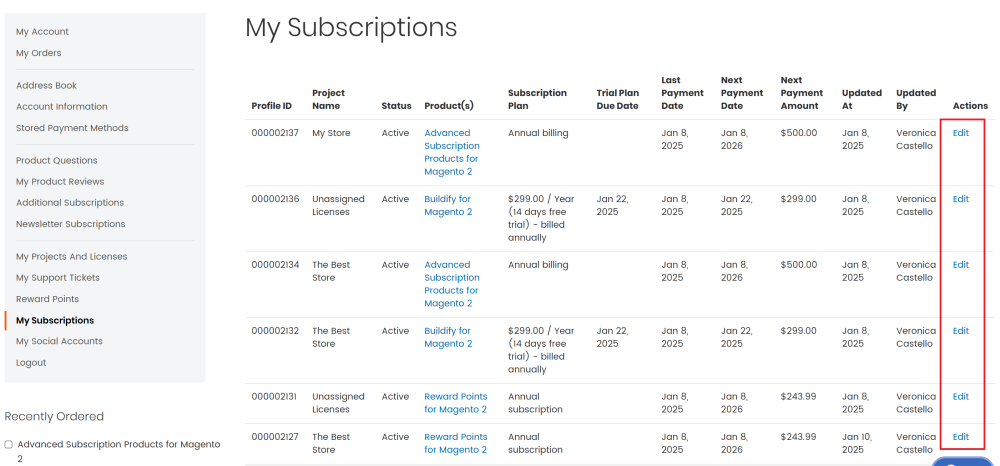My Subscription Tab