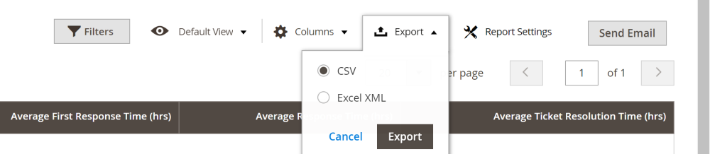 Report Grid Export Option | Help Desk Ultimate and Advance Reports for Magento 2 