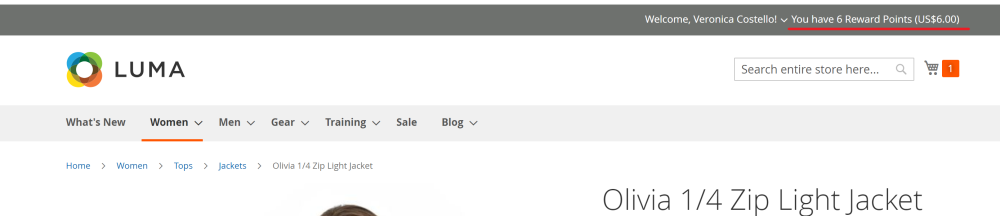 Reward Points balance | Advanced Reviews and Reward Points for Magento 2