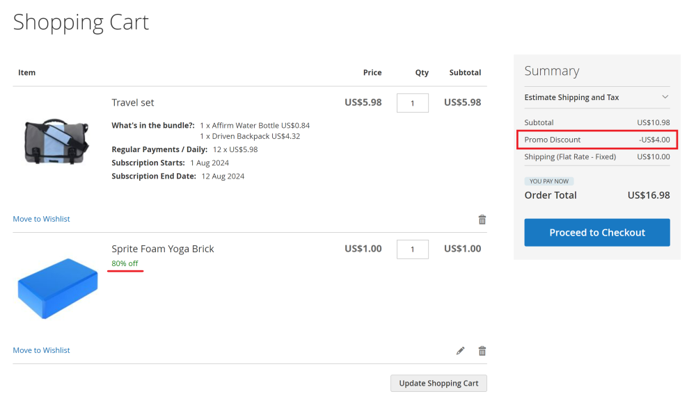 Shopping Cart with Promo Items | Add Free Product to Cart and Advanced Subscription Products for Magento 2