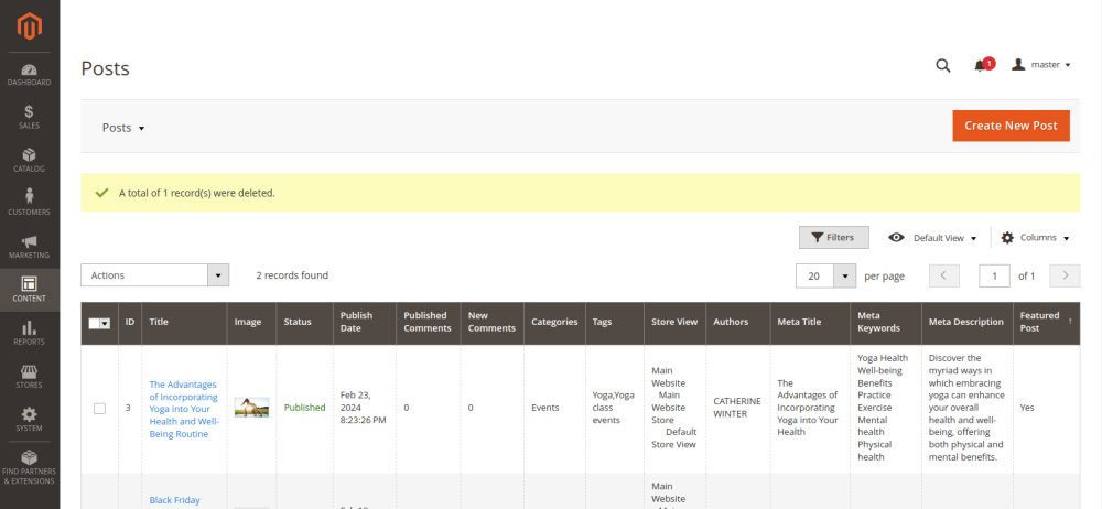 Posts grid | Blog for Magento 2