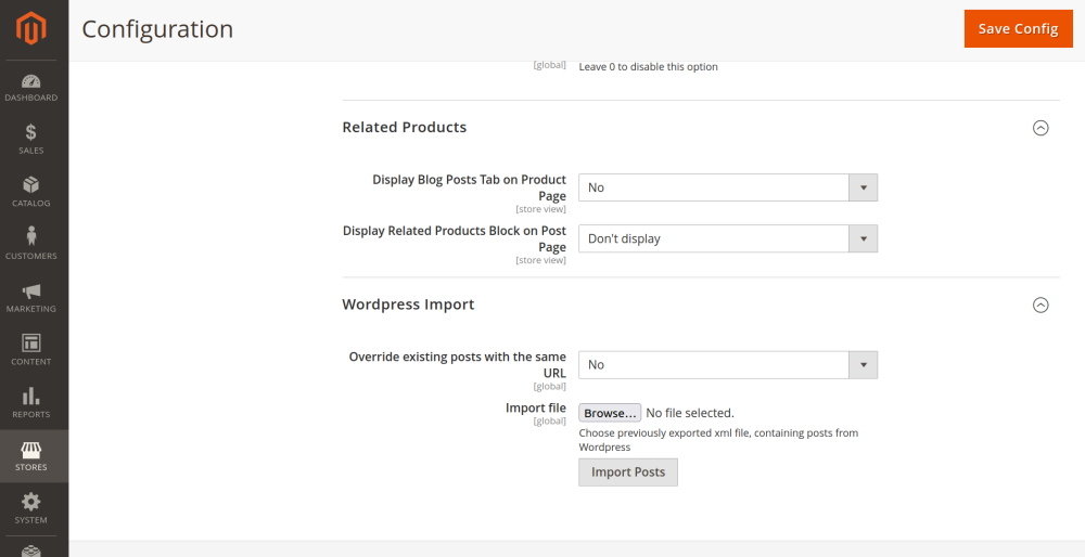 Wordpress import | Blog for Magento 2