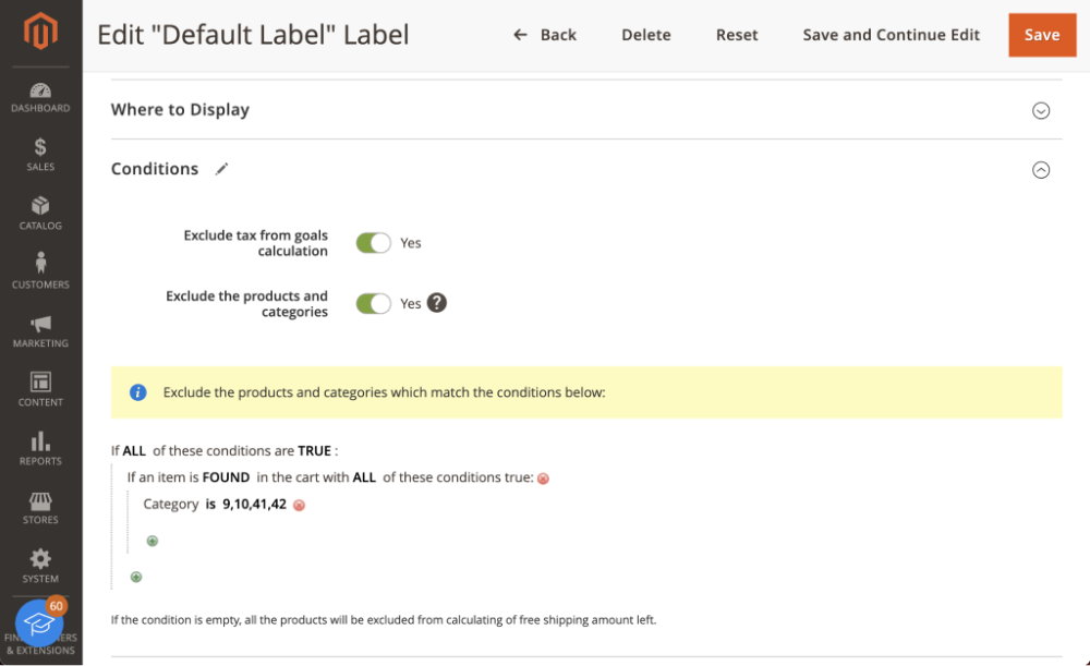 Conditions | Free Shipping Bar for Magento 2