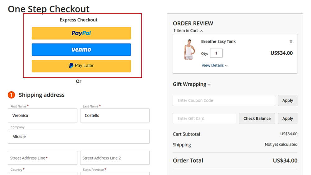 Smart One Step Checkout for Magento 2