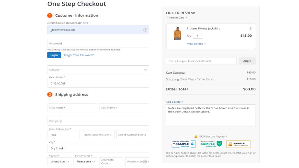 Smart One Step Checkout for Magento 2