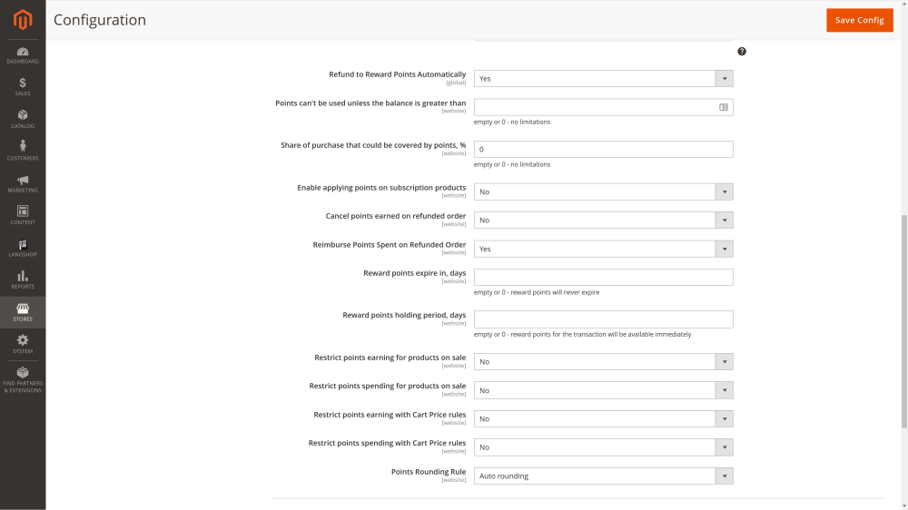 Calculation of Reward Points for Magento 2