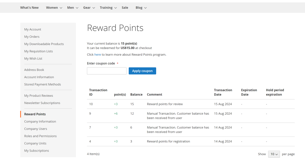Reward Points Balance | Reward Points and Company Accounts for Magento 2