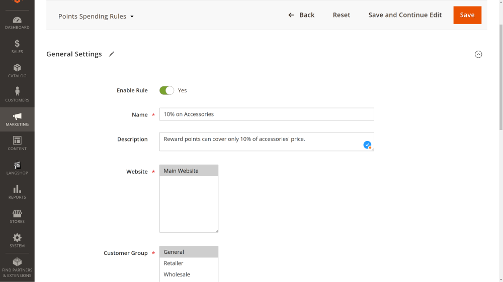 Add a New Spending Rule | Reward Points for Magento 2