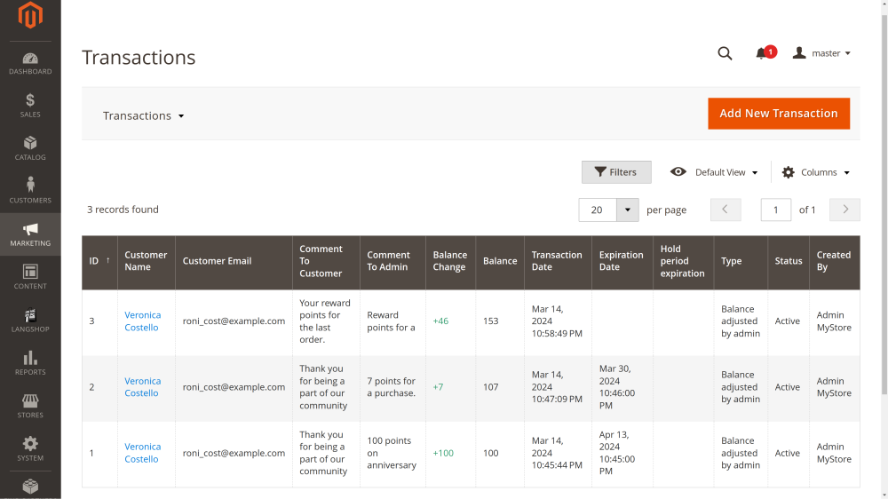 Transactions | Reward Points for Magento 2