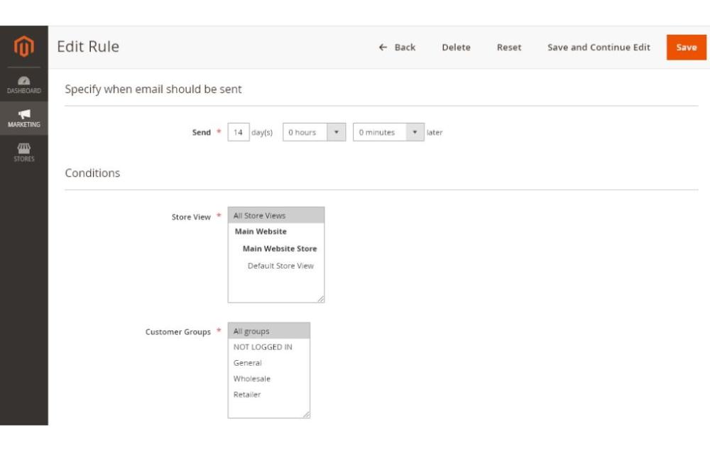 Set conditions for Review Reminder on Magento 2