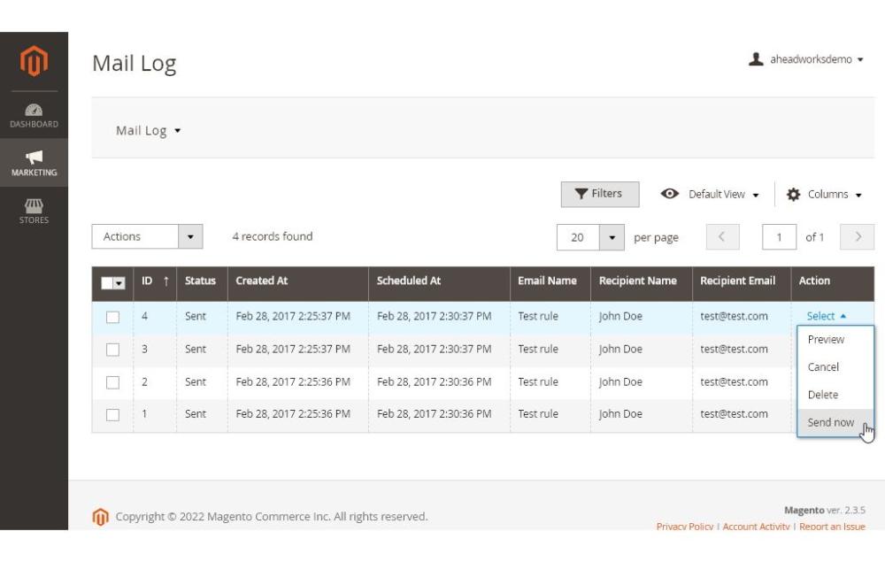 Mail log on Review Reminder Magento 2