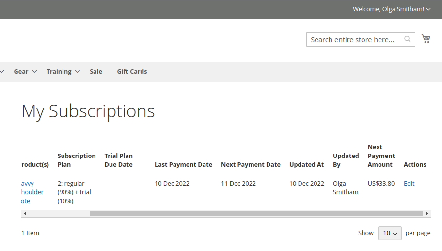 My Subscriptions tab for user's without access to company subscriptions Magento 2