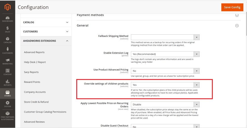 General Settings | Advanced Subscription Products for Magento 2