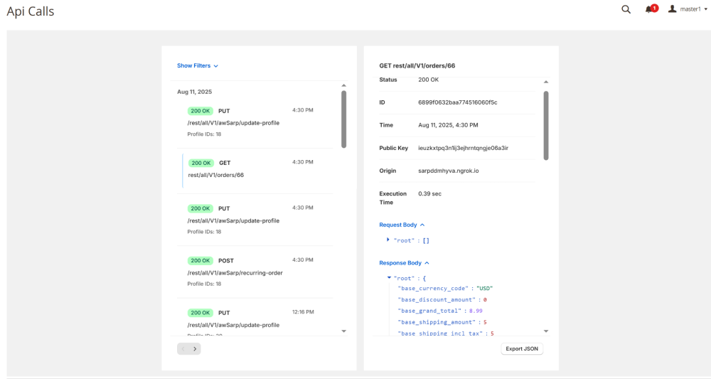 API Calls Log