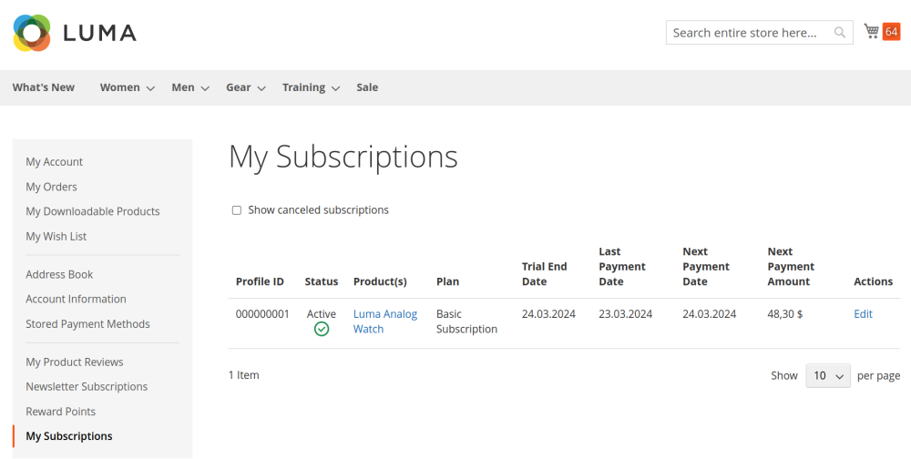 Bundle products subscription on storefront