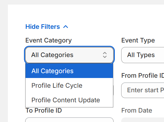 Event Category filter