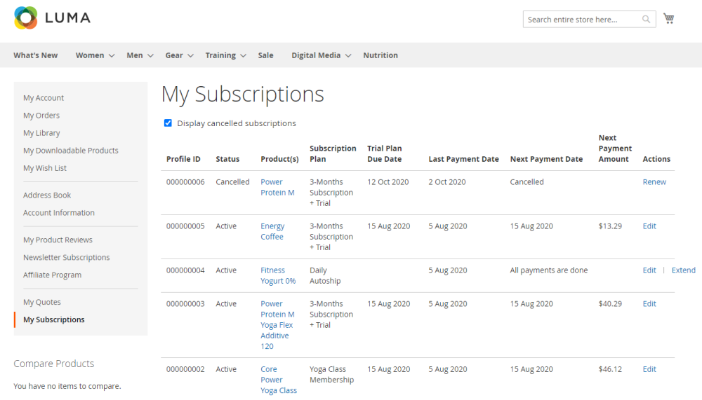 My subscriptions