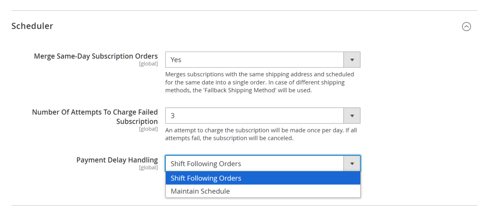 Scheduler Settings | Advanced Subscription Products for Magento 2