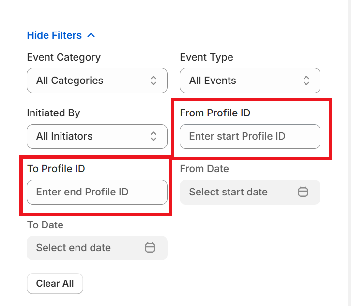 Profile ID filter