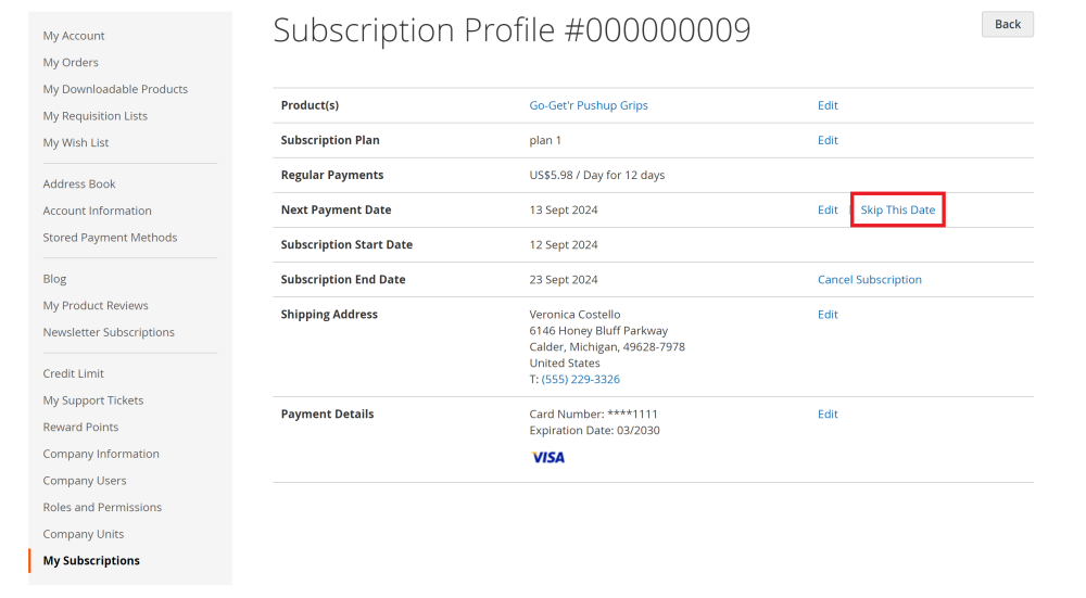 Skipping Next Payment Date | Advanced Subscription Products for Magento 2