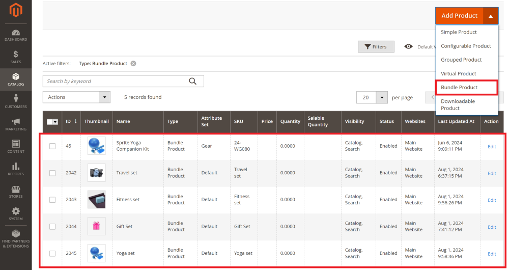 Simple Bundle grid | Advanced Subscription Products and Simple Bundle Product for Magento 2