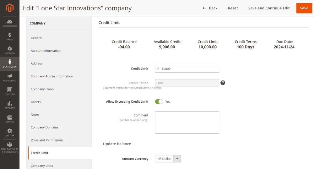 Company Credit Limit Configuration | Company Accounts and Company Credit for Magento 2