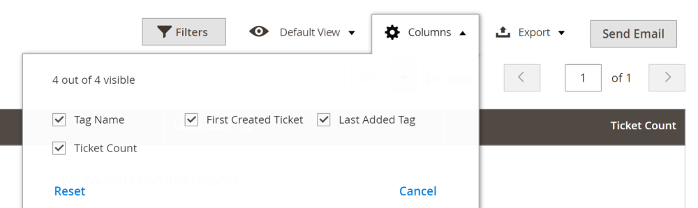 Columns Filterig Options | Help Desk Ultimate for Magento 2