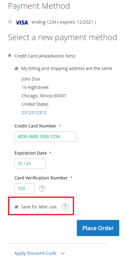 Save for later option | Advanced Subscription Products and NMI Payment for Magento 2