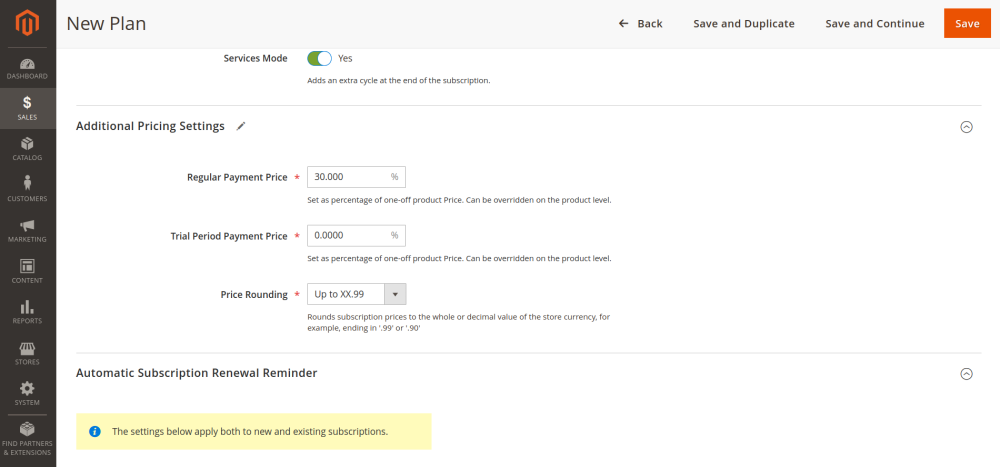 Additional Pricing Settings and Storefront Description&nbsp; | Advanced Subscription Products for Magento 2