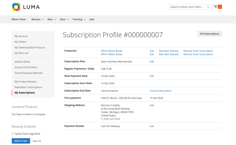 Remove product frm subscription | Subscription and Recurring Payments for Magento 2