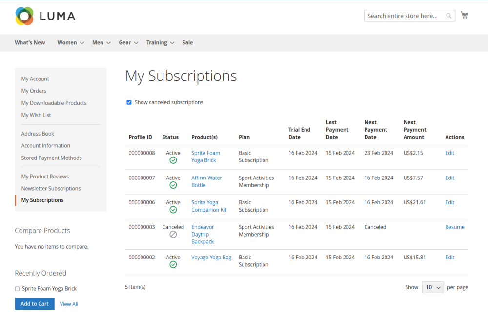 Subscription Profile | Advanced Subscription Products for Magento 2