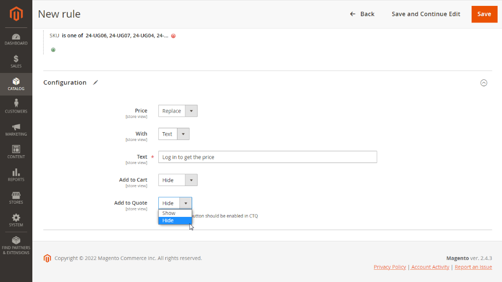 M2 Cart to Quote integration with M2 Hide Price