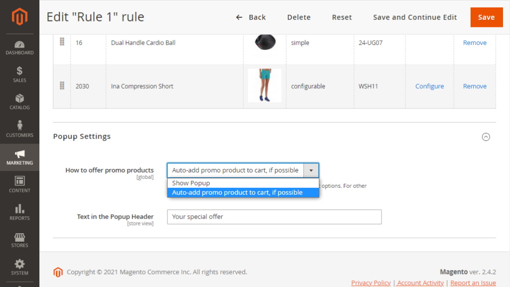 Popup Settings | Add Free Product to Cart for Magento 2