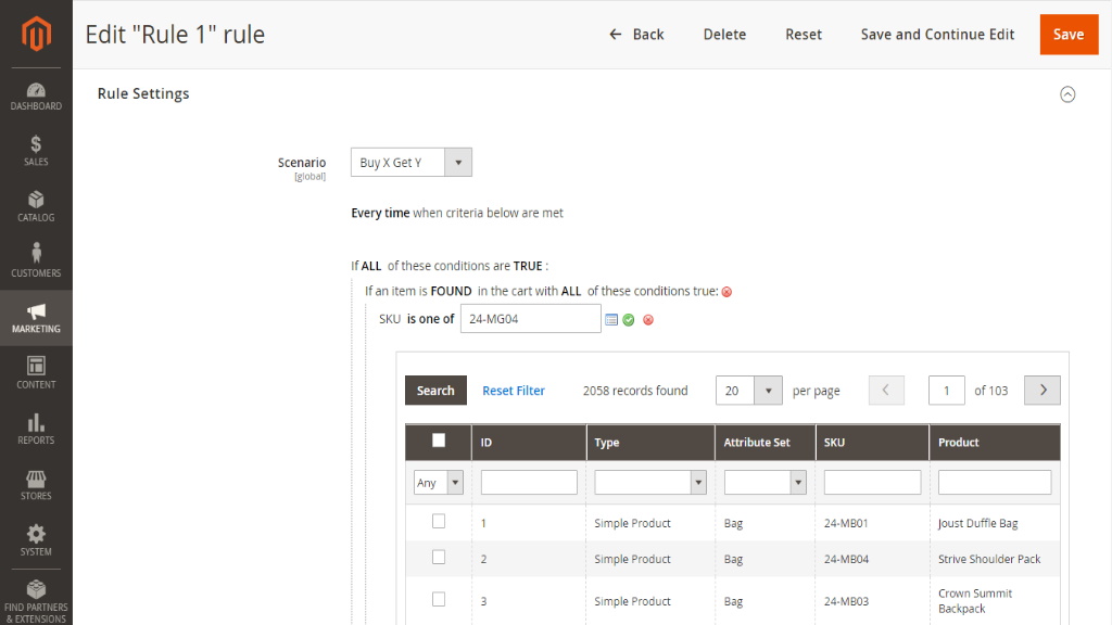 Buy X Get Y - SKU condition | Add Free Product to Cart for Magento 2