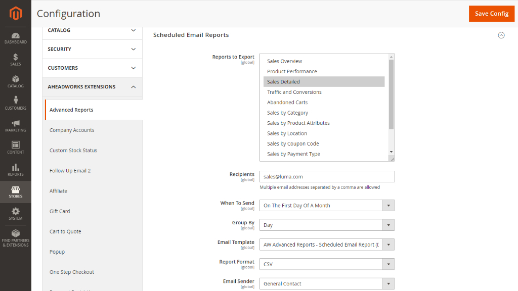 Scheduled Emailing | Advanced Reports for Magento 2