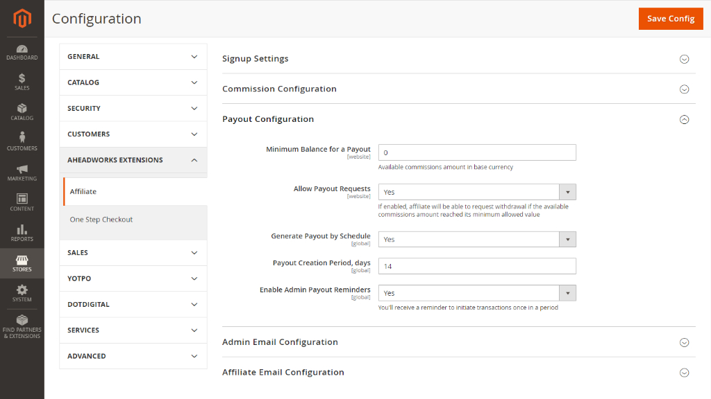 Payout Configuration | Affiliate for Magento 2