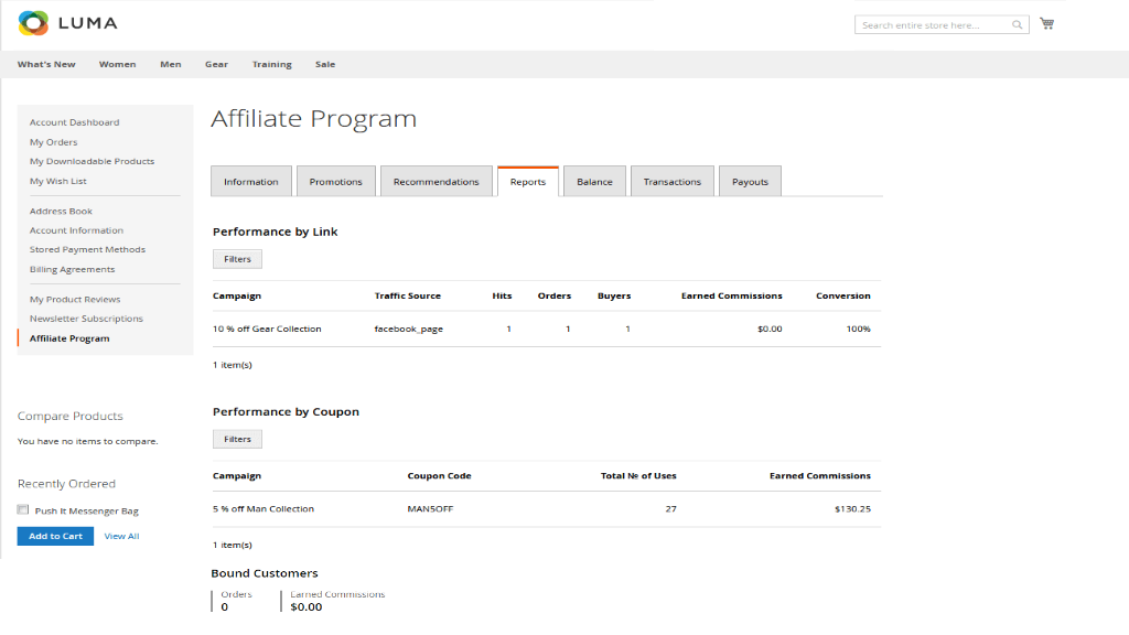 Affiliate Program tab | Affiliate for Magento 2