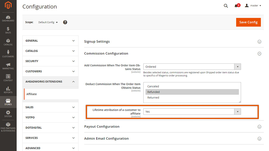 Lifetime attribution of a customer to affiliate | Affiliate for Magento 2