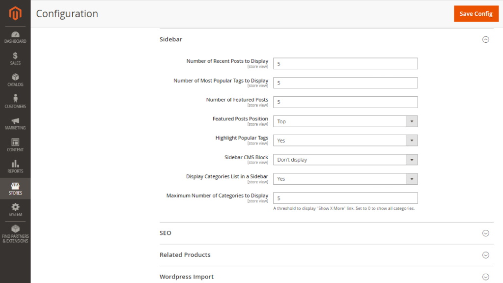 Sidebar | Blog for Magento 2