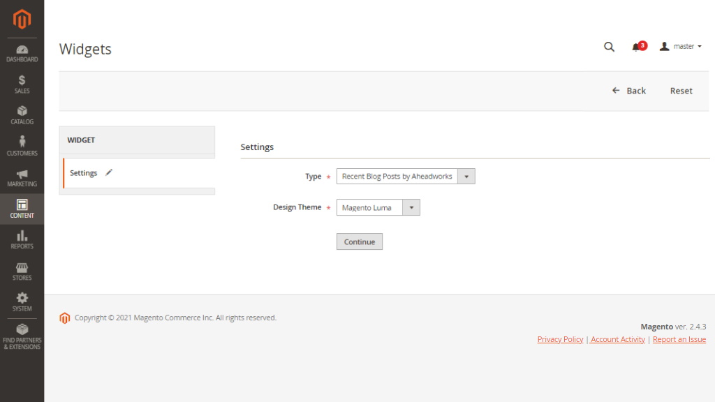 Adding widgets | Blog for Magento 2 