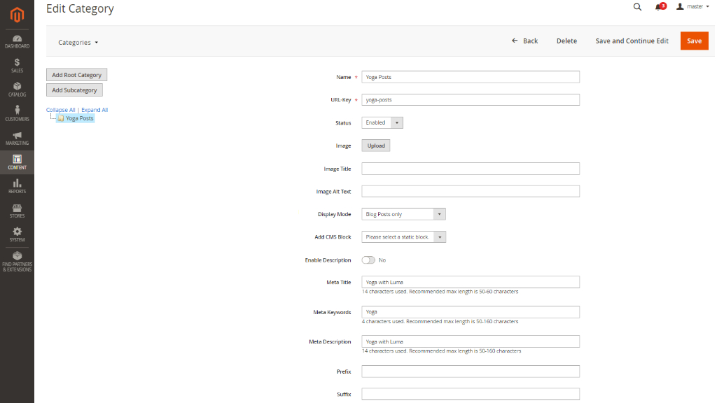Creating editing category | Blog for Magento 2