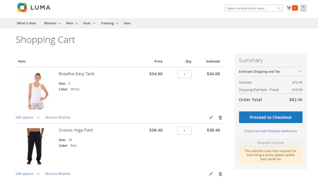 Shopping Cart | Cart to Quote for Magento 2