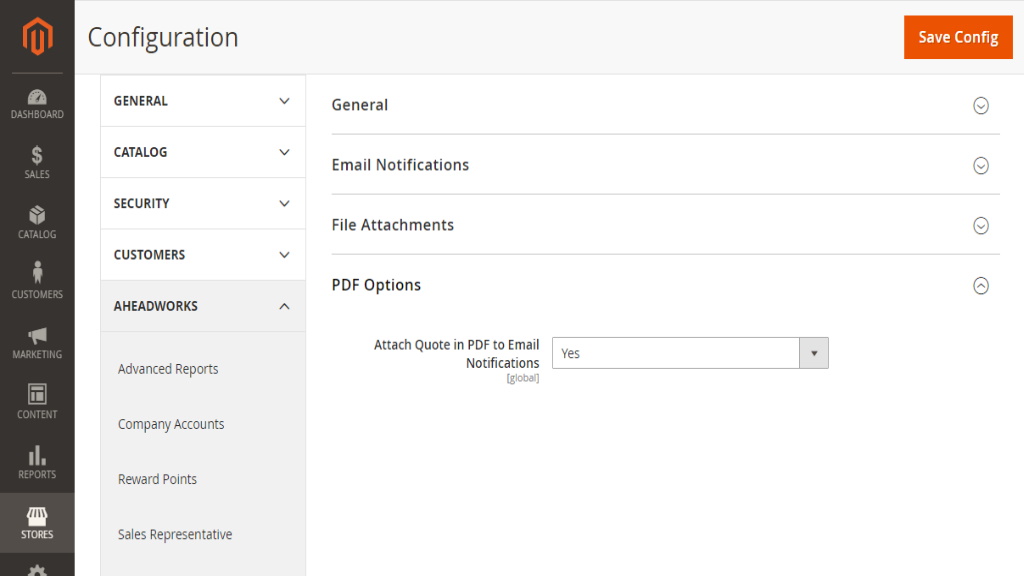 PDF Options | Cart to Quote for Magento 2