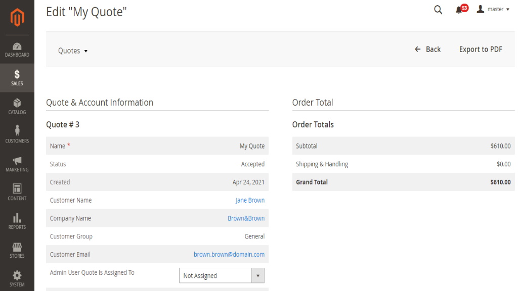 Editing quote | Cart to Quote for Magento 2
