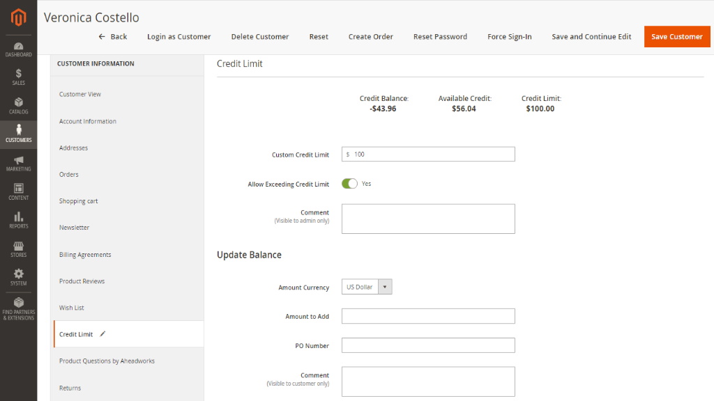 Credit&nbsp; for Individual Customers | B2B Company Credit for Magento 2