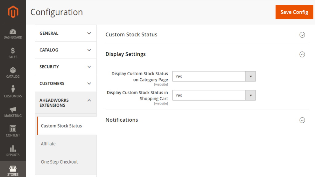Stock Status Block Settings | Custom Stock Status for Magento 2