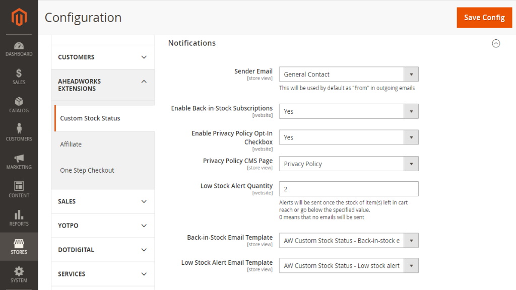 Stock Status Block Settings | Custom Stock Status for Magento 2