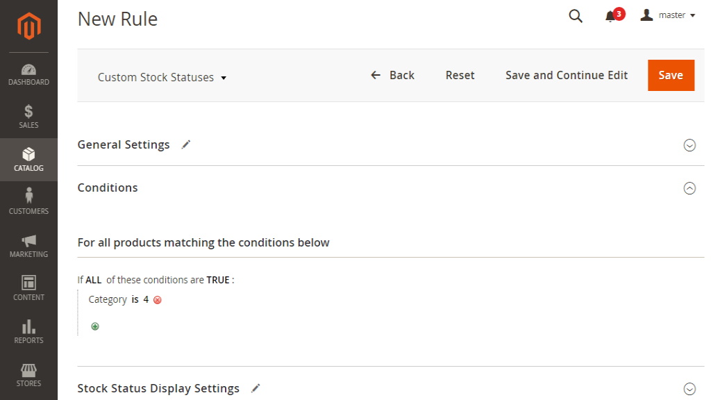 Rule Management | Custom Stock Status for Magento 2